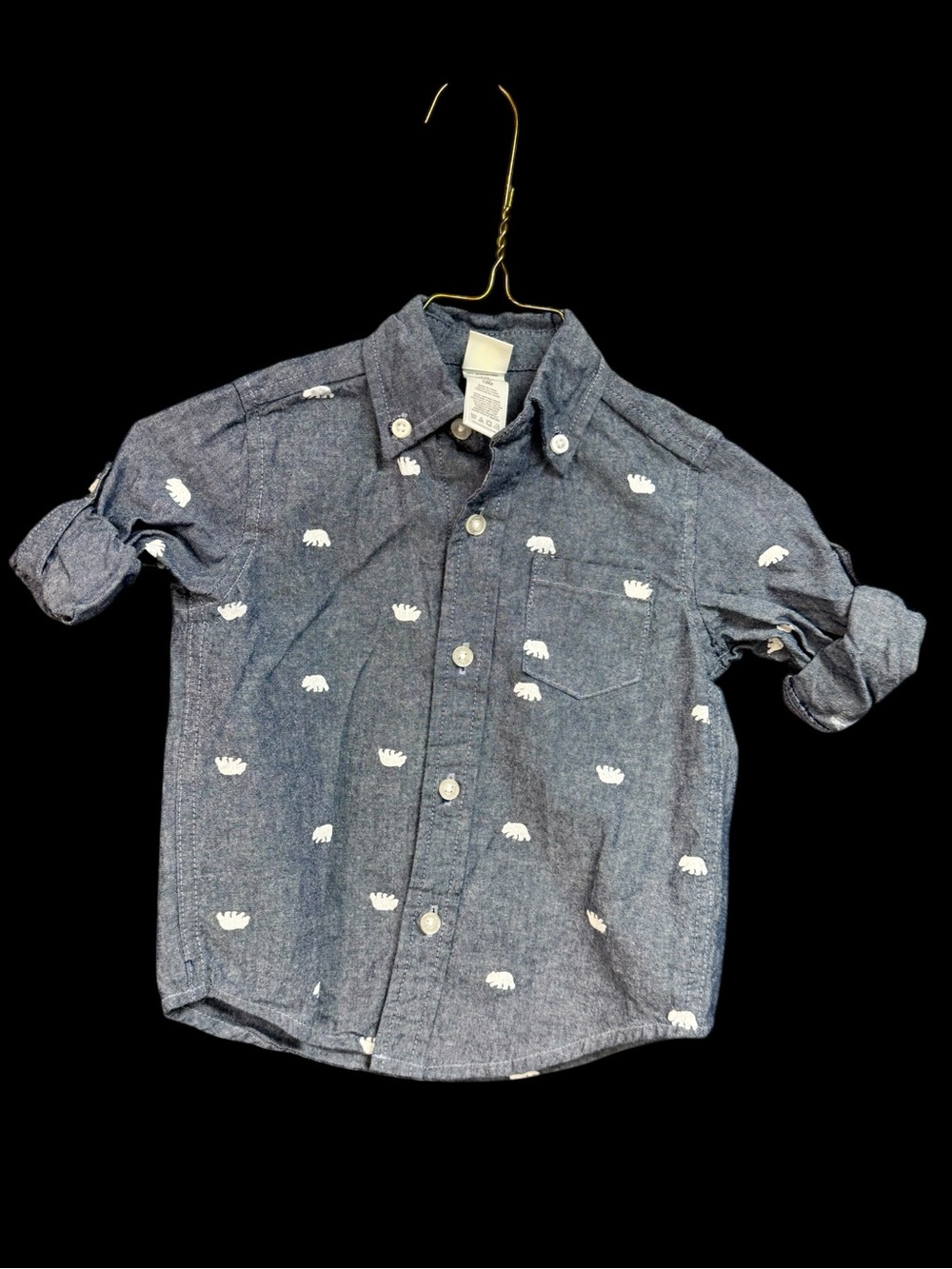 Little Me Button-Down Shirt with White Micro Animal Prints